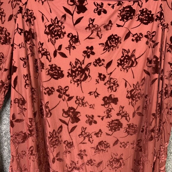 Knox Rose Off Shoulder Embossed Floral Top Women XXL Stretchy Bell Sleeve - Picture 6 of 9